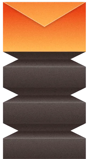 Large grey and orange geometrical illustration representing message channels